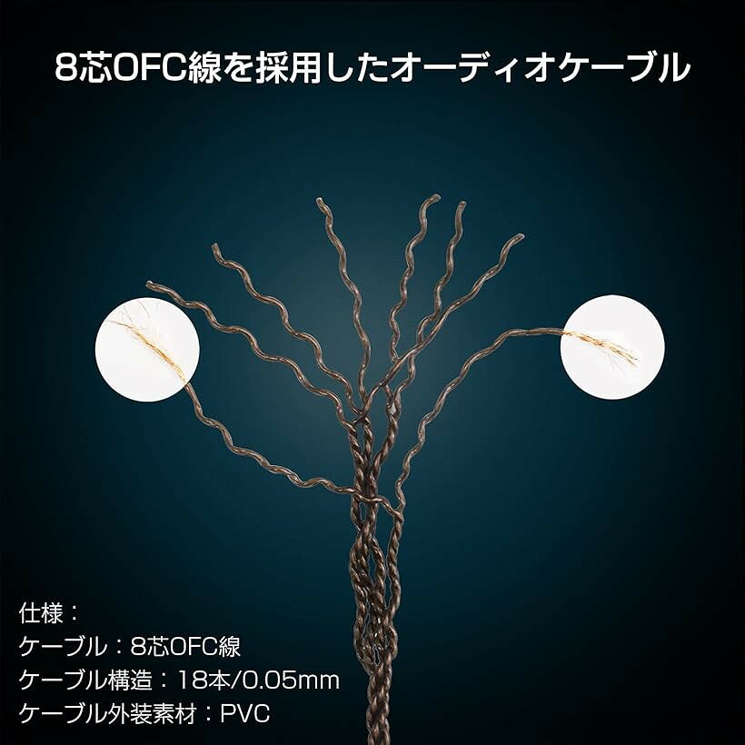 ZT8 リケーブル A2DC イヤホンケーブル 8芯 OFC 金メッキ Audio-Technica用 ATH-CKS1100・ATH-CKR100・ATH-CKR90など適合 4.4mm (4.4mm, A2DCコネクタ) ohstore-10702450 OHstore サンプル画像3