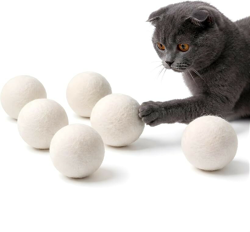 猫 おもちゃ ボール 一人遊び ウールボール 室内 5cm 子猫 成猫 老猫 (6個)