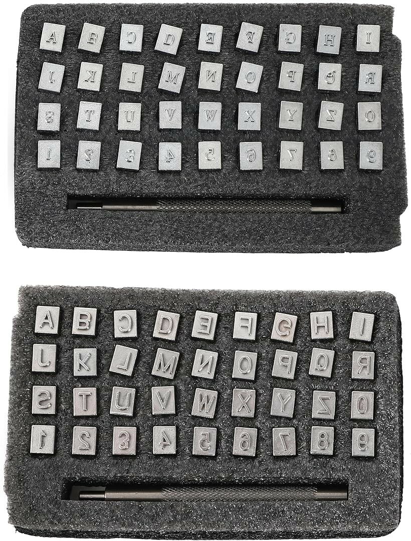 レザークラフト 刻印セット 英字 数字 36本 3.5mm 6.5mm 2種セット ハンドメイド 打刻印 ポンチ