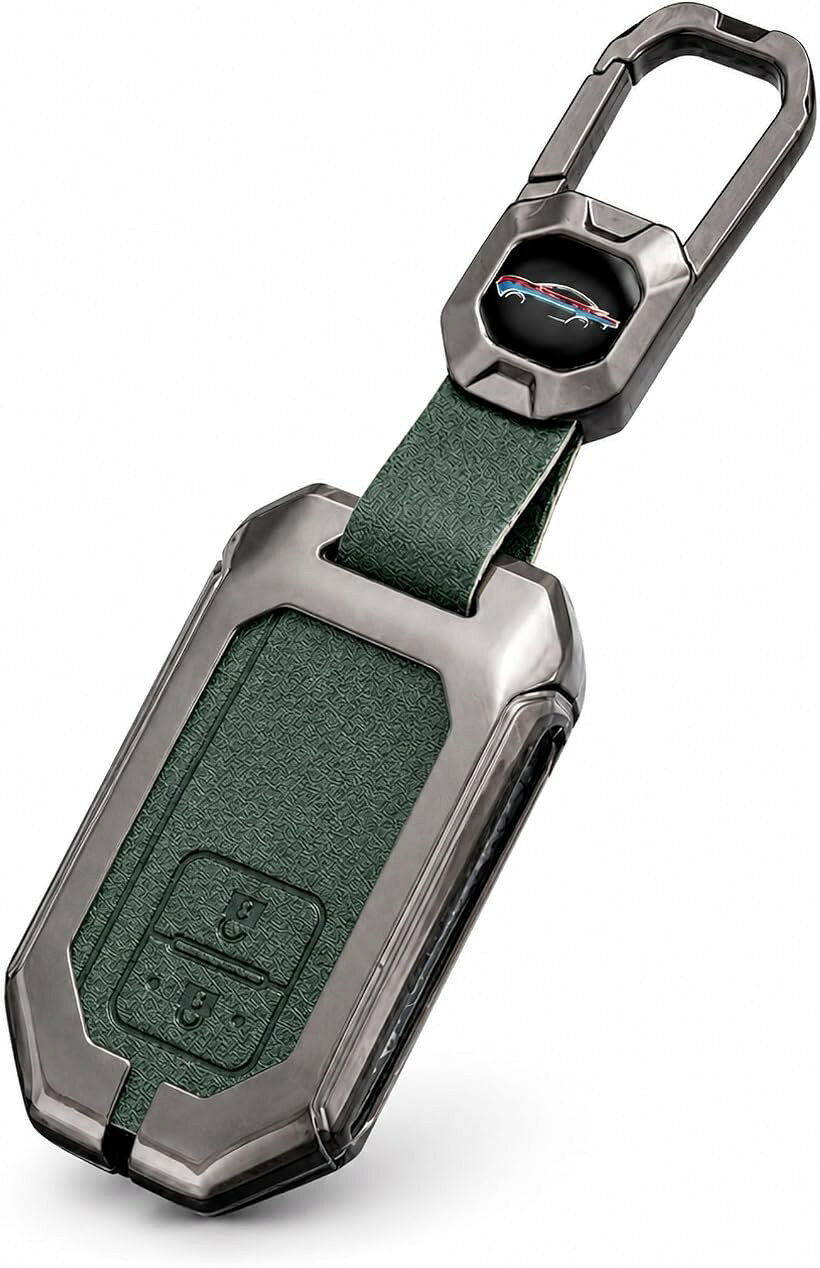 スズキ スマートキーケース 本革調 傷防止 ボルト固定式 防犯 キーカバー ジムニー スペーシア ハスラー ワゴンR アルト ソリオ ジムニーシエラ ジムニーノマド 対応 (カラビナ グリーン)