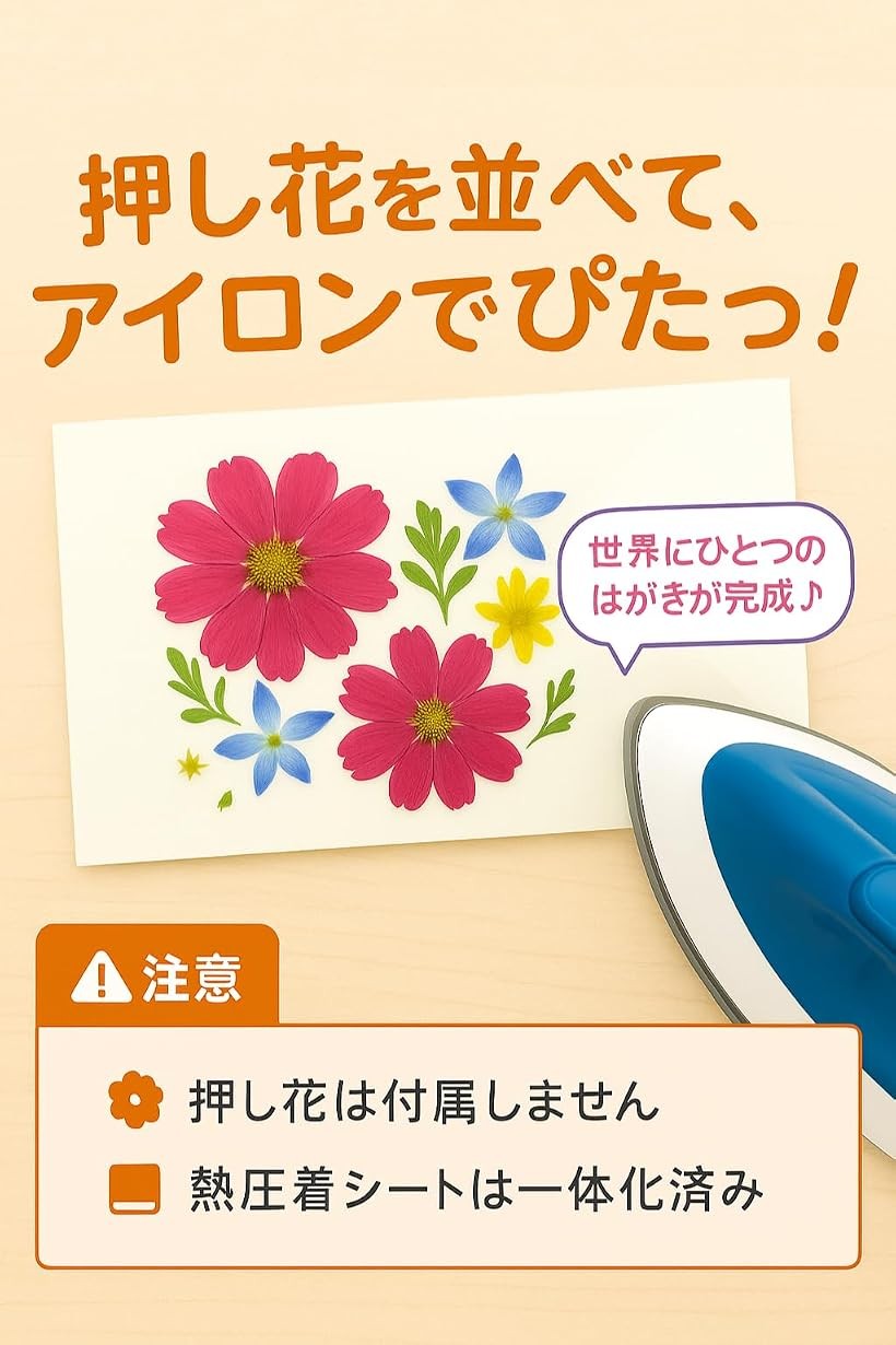 OHstoreの押し花キット はがき ぴたっこ 白色 計10枚 自由研究 オリジナルはがき 小津和紙 (白, 押し花はがきキット)｜アングル2