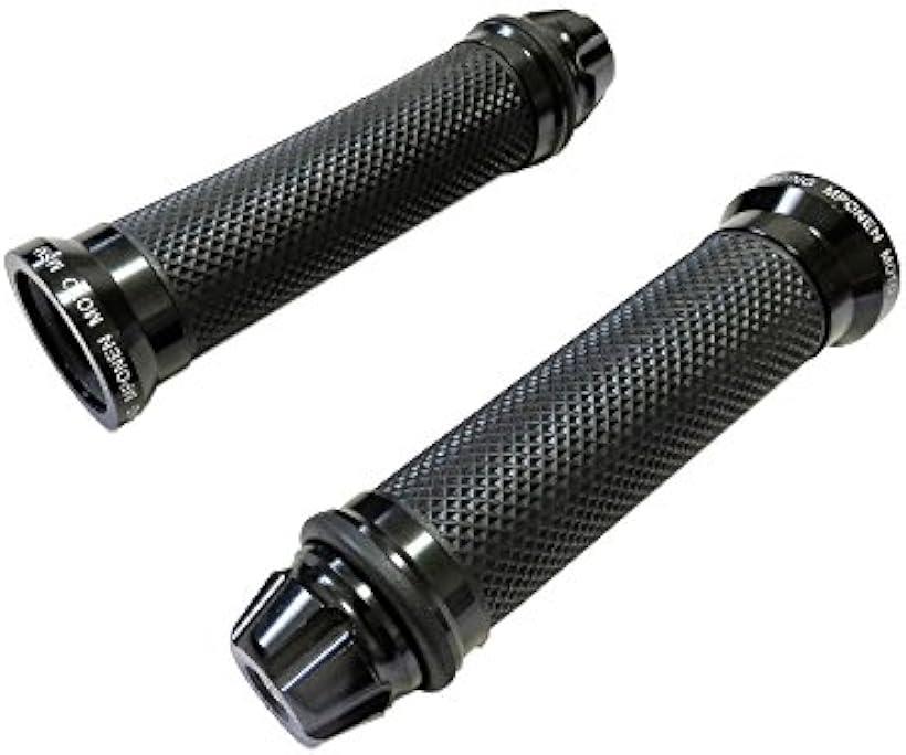 好感触 カスタム ラバー グリップ エンド アルミ バイク ハンドル φ 22.2 mm 汎用 黒[TT-043002](ブラック)