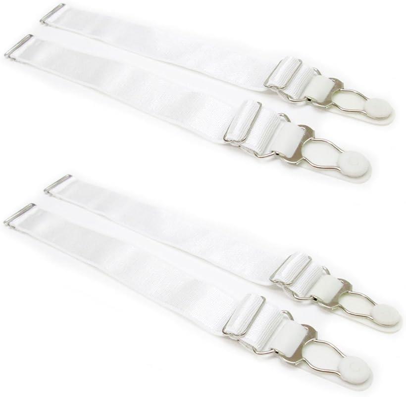 ガーターベルト シンプル 幅2cm(4本セット 白 ボストン Z金具, フリー)