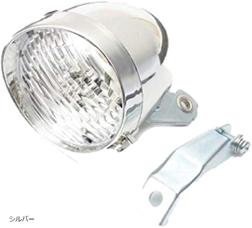 自転車 ヘッド ライト 砲弾型 3 LED レトロ クラシック デザイン 電池式 金具 付(シルバー)