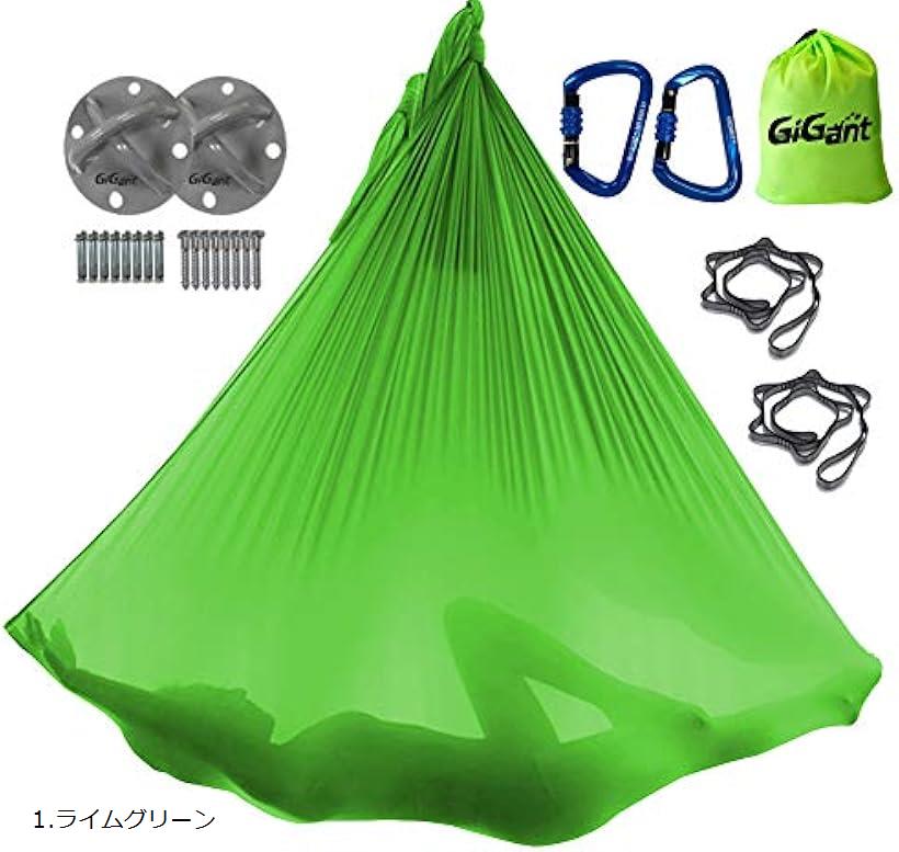 ギグアント 公式 エアリアルヨガ 専用 ハンモック フルセット 5mx2.8m 空中 ヨガハンモック エクササイズ エアロヨガ フィットネス 国内正規品 ライムグリーン(1.ライムグリーン)