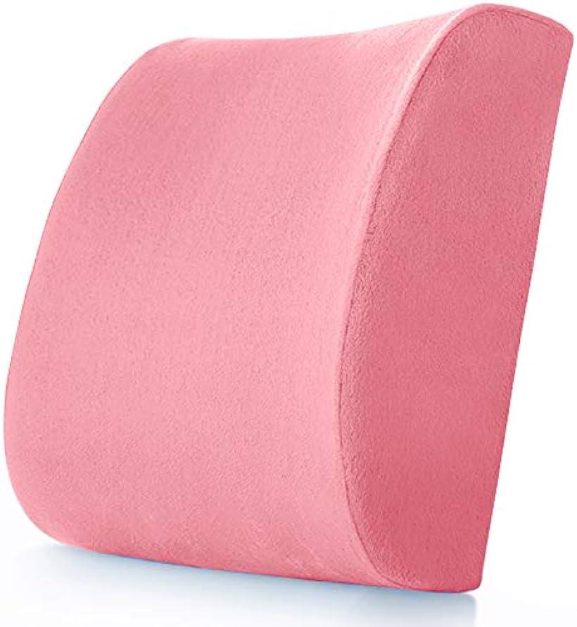 低反発 ランバーサポートクッション 腰の痛みクッション 腰まくら 腰枕 腰の痛み対策 ランバーサポート旅行枕( ピンク)