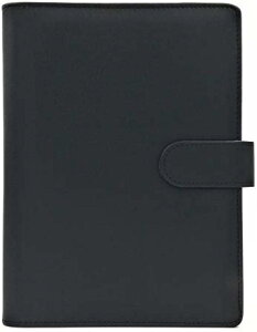 MT's SHOP システム手帳 A5 6穴 PUレザー リング径 22mm リフィル カードポケット ペンホルダー 搭載 OF298 (黒色)