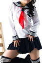仮装コスチュームの定番 かわいいさ際立つ ハイソックス付セーラー服セット(白長)(3)