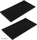 グラス用マット バーマット 水切りマット バーカウンター PVC(黒, 15x30cm 2枚セット)