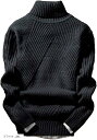 ハイネック ニット セーター メンズ タートルネック トップス 長袖 ロングスリーブ 袖あり(ブラック, 2XL)