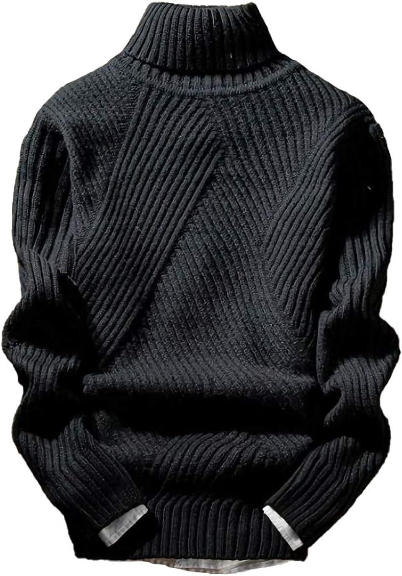 [アスペルシオ] ハイネック ニット セーター メンズ タートルネック トップス 長袖 ロングスリーブ ながそで 袖あり black (XL) 黒色