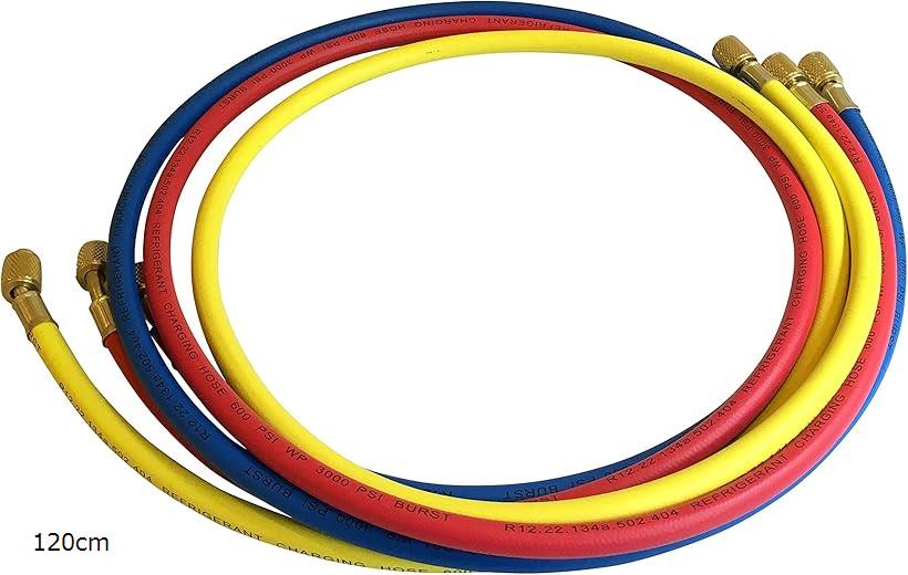【楽天ランキング1位入賞】R134a R12 R22 R502 交換用 ガスチャージホース 3本セット 120 / 150cm 120cm (120cm)