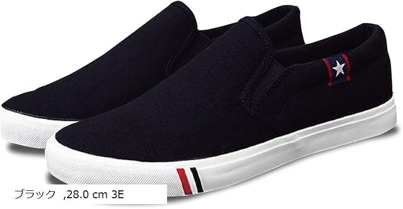 カエナリエ メンズ レディース スリッポン デッキシューズ 黒 白 キャンバス カジュアル スニーカー 男..