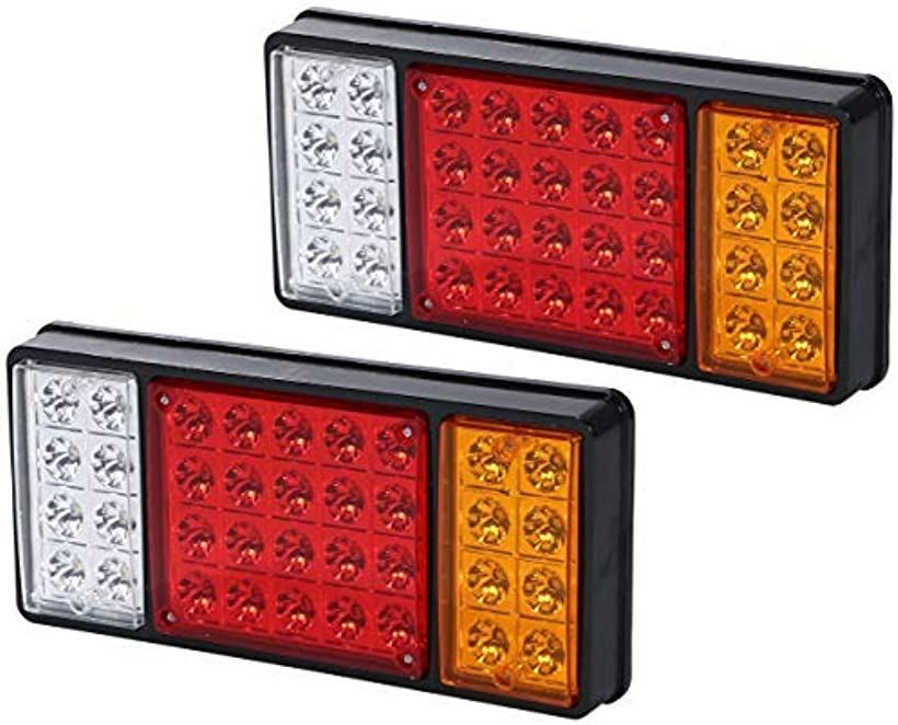 トラック 12V×2個 テール ランプ 36 LED 左右 セット リフレクター ウインカー ブレーキ バック ライト トレーラ 24V 2t まーかー 赤 ようひん でこでこ コンバーター 品 和 どろよけ べんりグッズ box(12V, 2個)