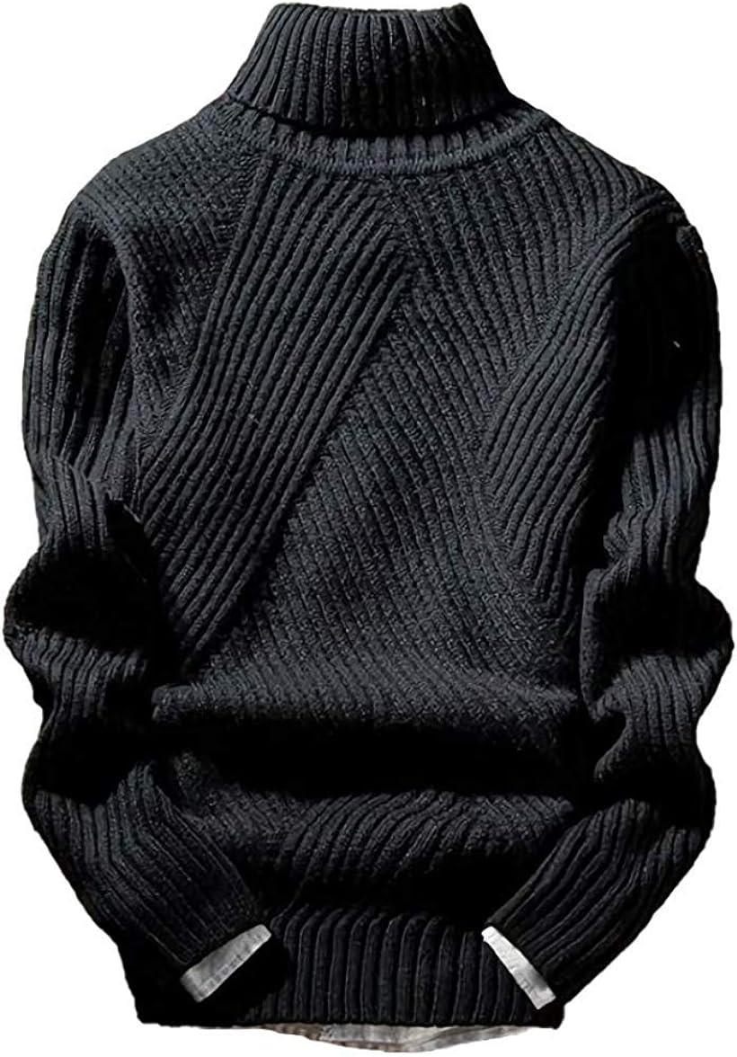  ハイネック ニット セーター メンズ タートルネック トップス 長袖 ロングスリーブ ながそで (3XL) 黒色