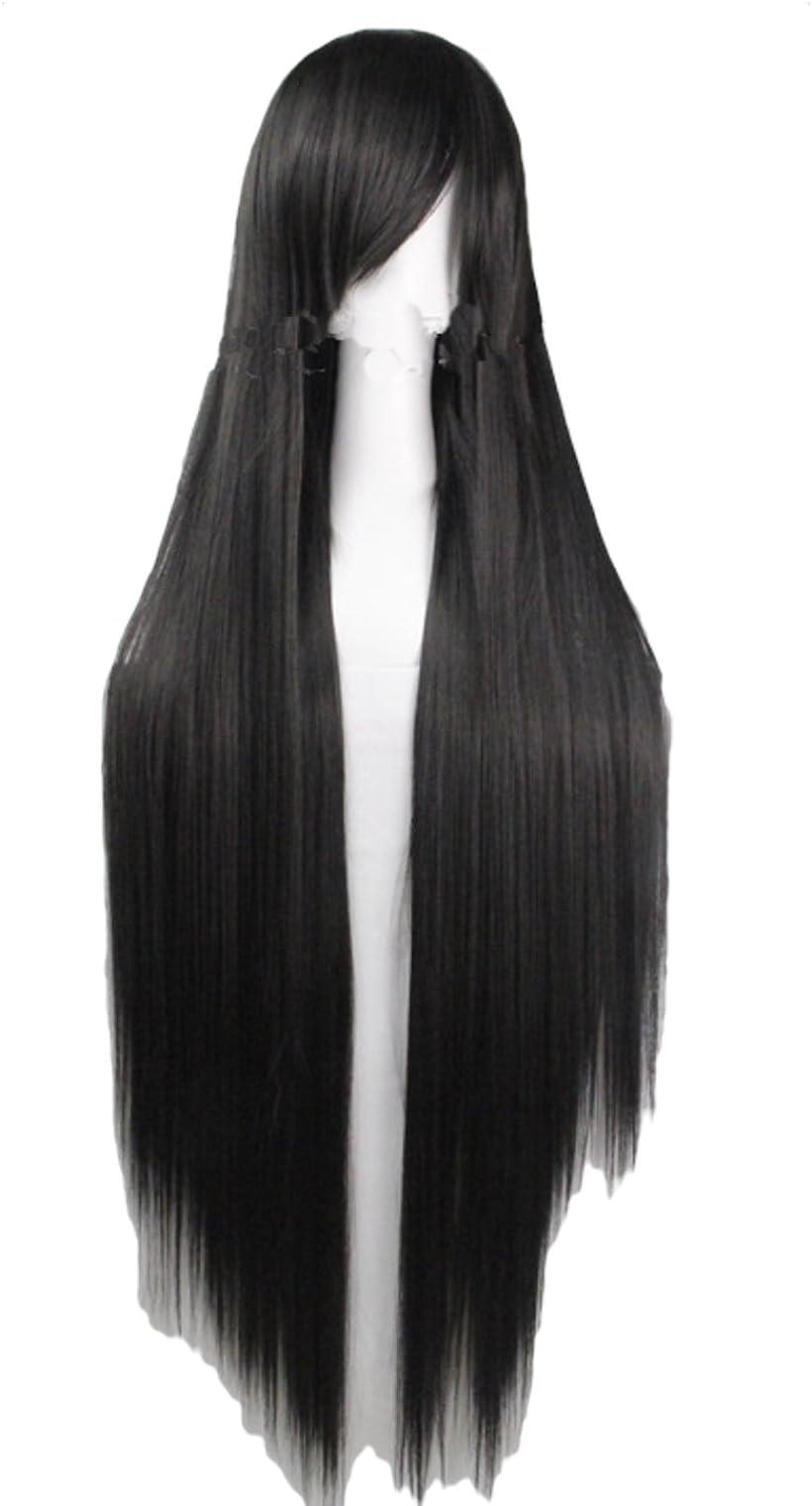 スーパーロングストレート ウィッグ ウィッグネット セット コスチューム用小物 100cm ピュアブラック (ピュアブラック)