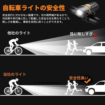 自転車 ライト 自転車ledライト usb充電式 IPX5防水 取り付け ロードバイク フロント 高輝度 自転車用ヘッドライト 6モード搭載 懐中電灯兼用 夜間乗り/夜間散歩/物探し/防災対策/地震対策/登山/夜釣り 日本語説明書付き