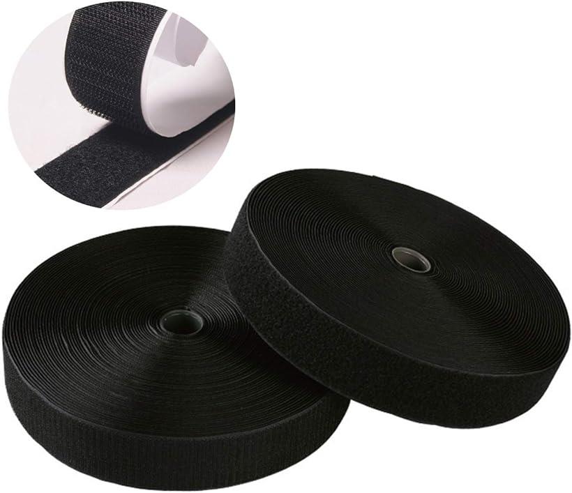 面ファスナー オスメスセット 白 黒 縫い付け タイプ 黒色25mオスメスセット テープ無(黒色25mオスメスセット（テープ無）)