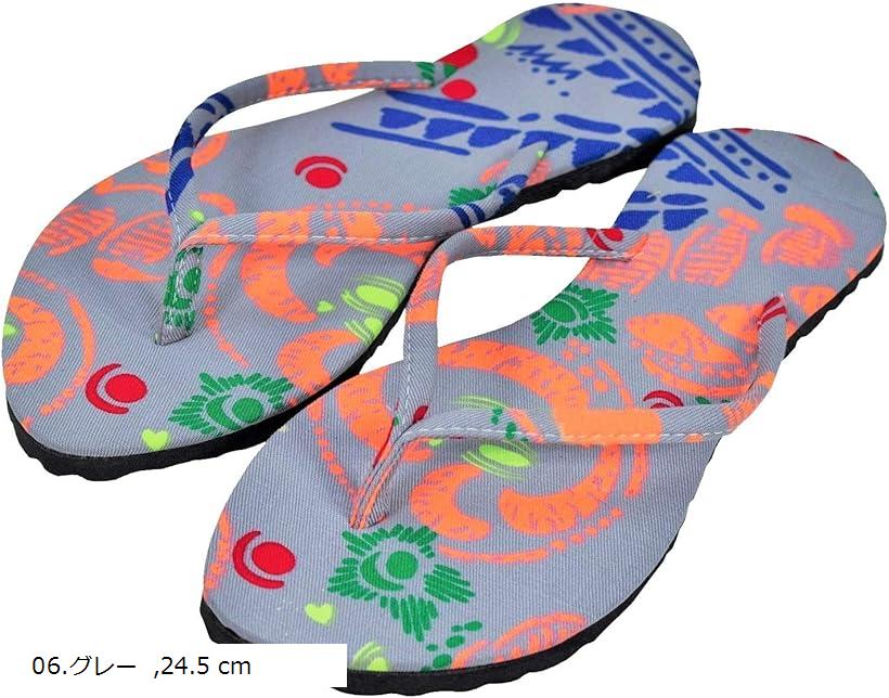 痛くない サンダル レディース ビーチサンダル 歩きやすい 軽量 ぺたんこ リゾート 室内 グレー 24.5cm(06.グレー, 24.5 cm)
