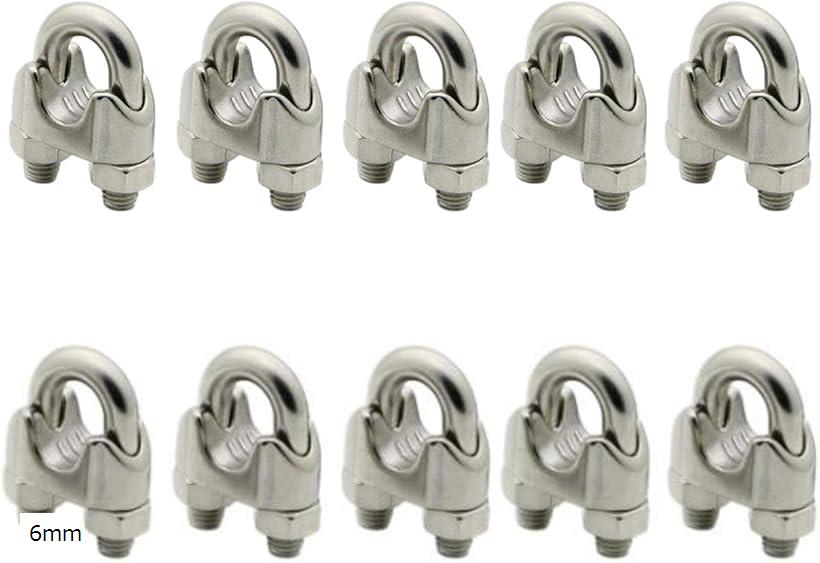 Rakuten - ワイヤークリップ 10個 ケーブル固定金具 ステンレス ロープ止め金具 6mm (6mm)