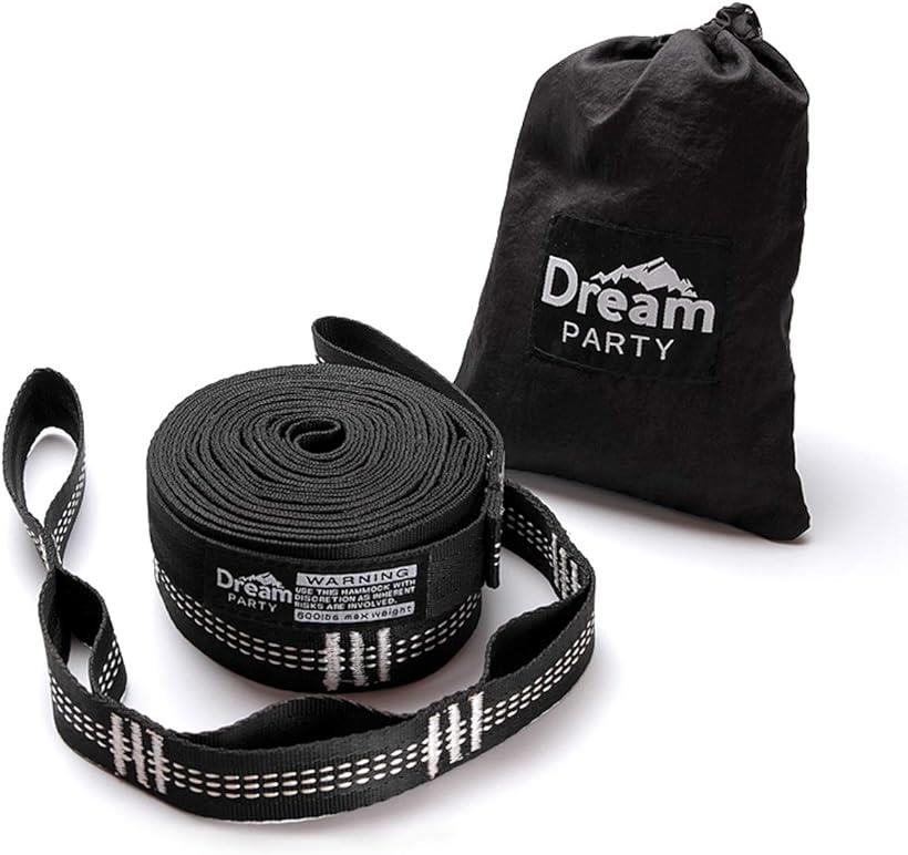 ハンギングチェーン ハンモック ベルト 2本セット 長さ370cm ノード20個+1ループ 耐荷重量680kg 専用収納バッグ付き キャンプ ロープ ストラップ ブラック&ホワイトdp200(ブラック&ホワイト)通販格安セール情報 楽天 通販