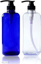 シャンプーボトル シャンプーディスペンサー 詰め替えボトル ポンプ式ボトル 詰め替え用 1000ml(ブルーxクリア)