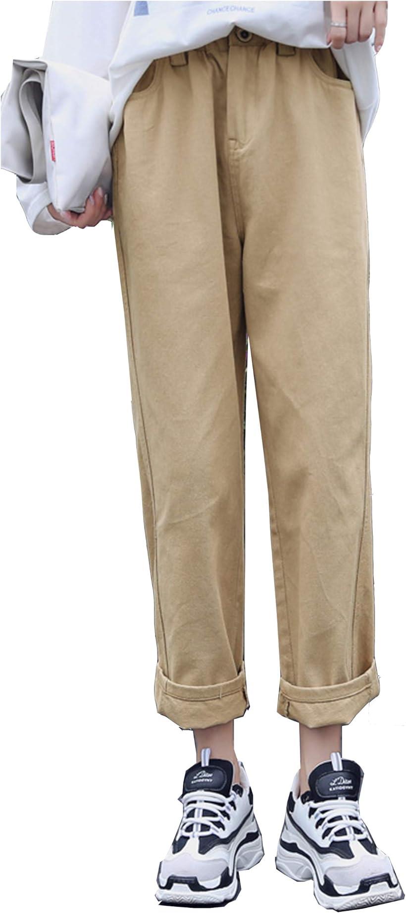 ストレート チノパン ウエストゴム ポケット付き オールシーズン (ベージュ, L)