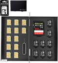 BLUECRAFT SIM・SDカード 収納ケース アルミ両面タイプ 最大21枚収納 nanoSIM12枚 SD1枚 microSD8枚 SIM変換アダプタ 取出ピン付属