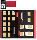 【全品P5倍★ワンダフルデー】BLUECRAFT SIMカードケース 最大18枚収納 SIM 2枚 microSIM 2枚 nanoSIM 14枚 アルミ両面タイプ SIM変換アダプター 取出ピン付属 静電対応(レッド)