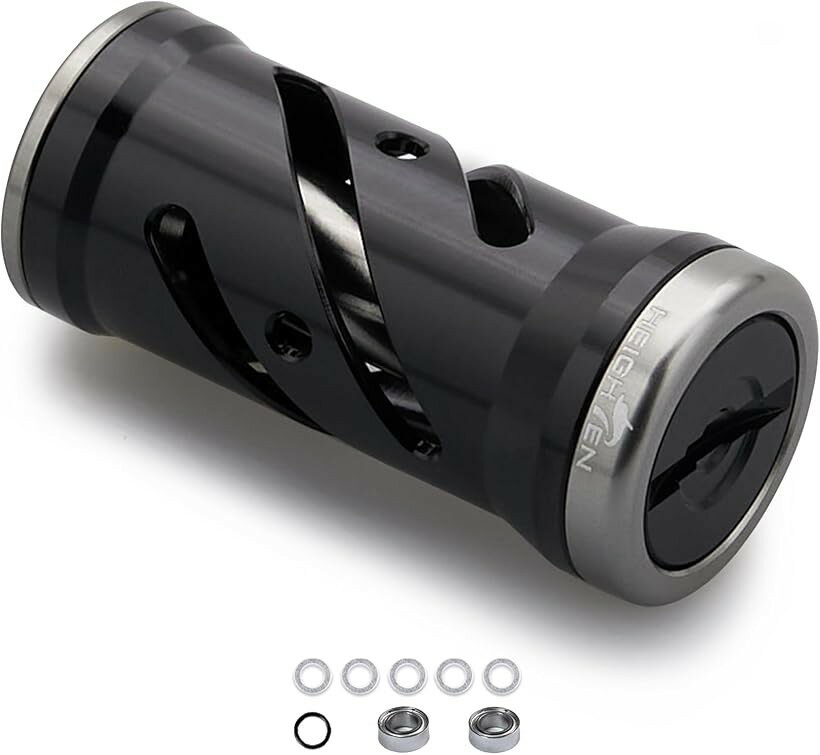 16mm リール ハンドル ノブ シマノ ダイワ 通用 Shimano Type Daiwa S用 Vortex Series ブラック＆ガンメタル HT25304 (ブラック＆ガンメタル, 16mm)