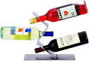 W10 ステンレス製 バランス ワインホルダー 3本 ワインラック シャンパン ボトル スタンド インテリア ディスプレイ( 3本用)