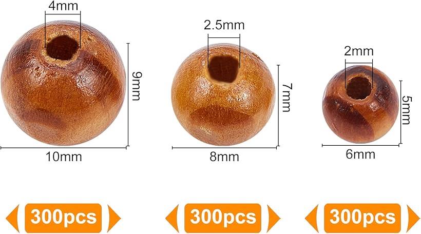 900個 木製ビーズ ウッドビーズ 年輪 ブラウン 穴付き DIY用 手芸用品 ジュエリー用 3サイズ ohstore-10588232 OHstore サンプル画像2