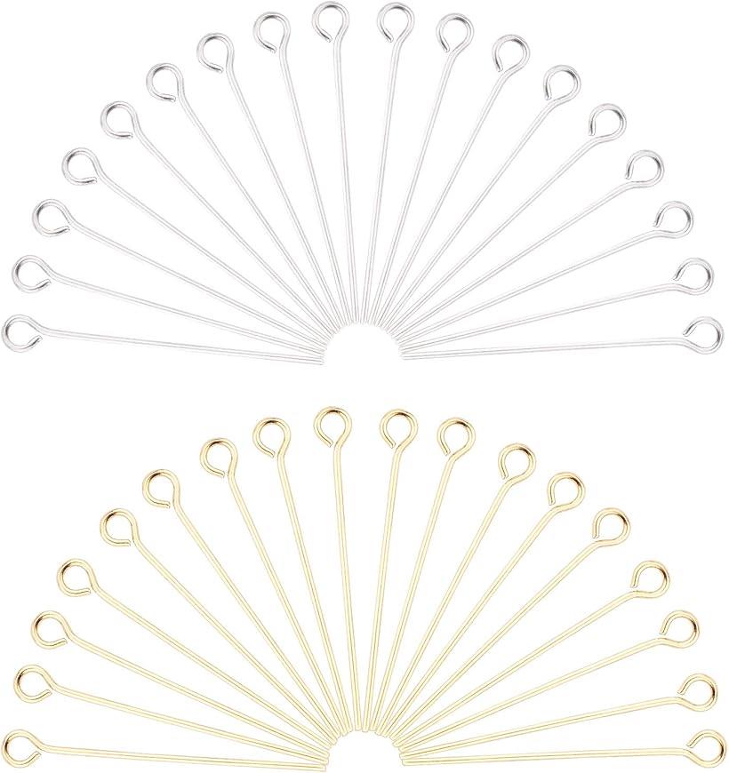 9ピン 160個30mm 304ステンレス鋼 アイピン qピン 304ステンレス製 ヘッドピン アクセサリーパーツ DIY用 ジュエリー用 ハンドメイド ゴールデン シルバー
