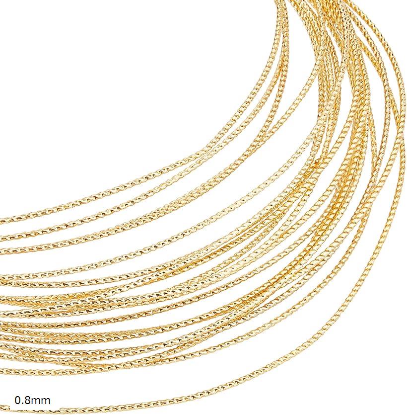 5m/巻 アクセサリーワイヤー 0.8mm 14Kゴールドフィルド 彫刻撚り線柄 アートワイヤー (0.8mm)