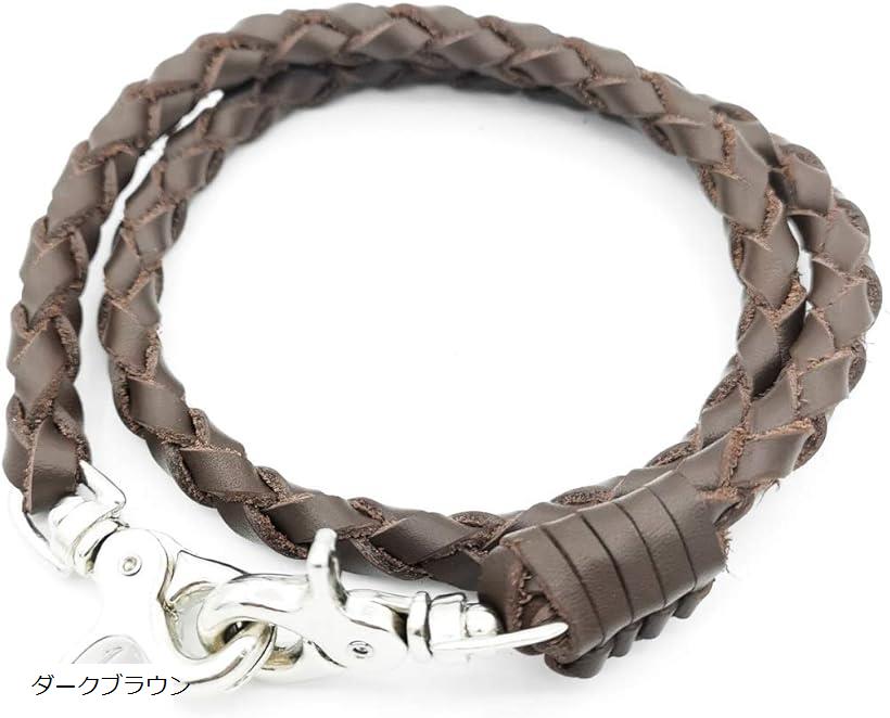 ウォレット チェーン 4本編み メンズ 本革 キーホルダー 牛革 ベルト レザー バッグ(ダークブラウン)