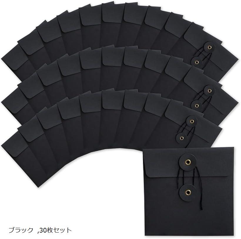 ENN LLC ディスクケース クラフト 紙 CD ケース ハトメ紐付 無地 厚紙 13x13cm 30枚セット ブラック 