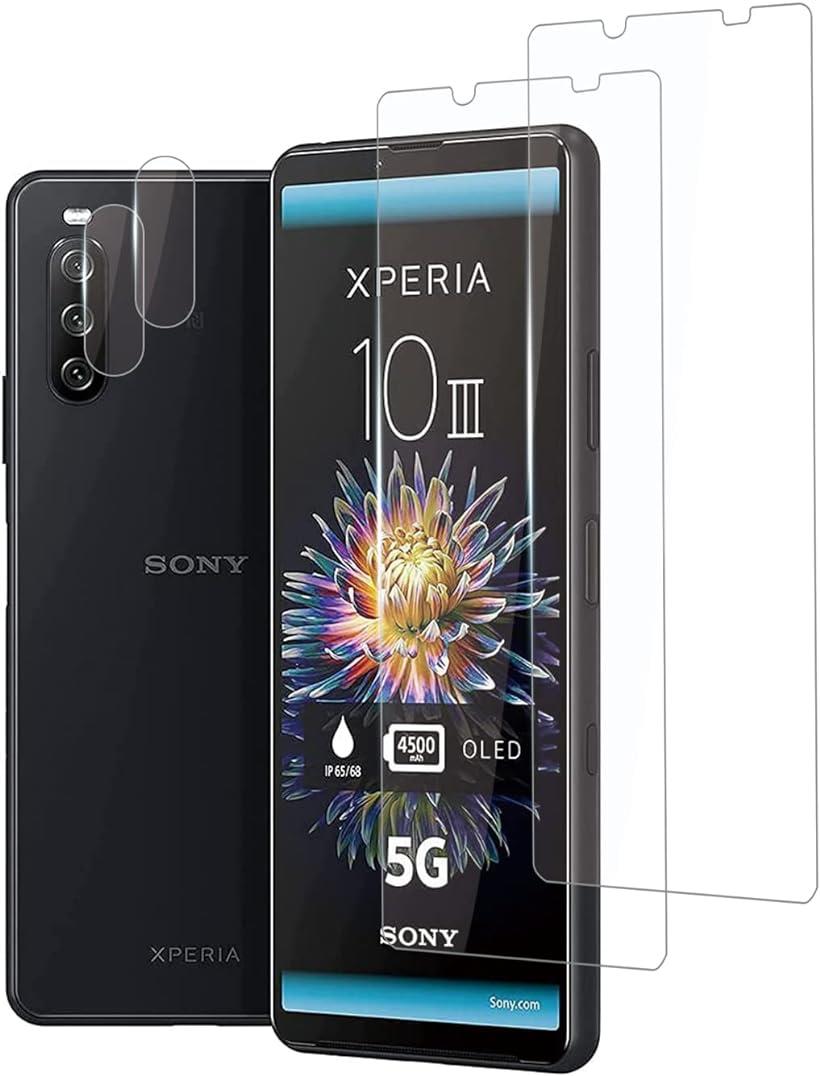 【2+2 セット】Xperia10 III/Xperia 10 III Lite (SO-52B||SOG04) ガラスフィルム（2枚入り）＋カメラフィルム（2枚入り）硬度9H 耐衝撃