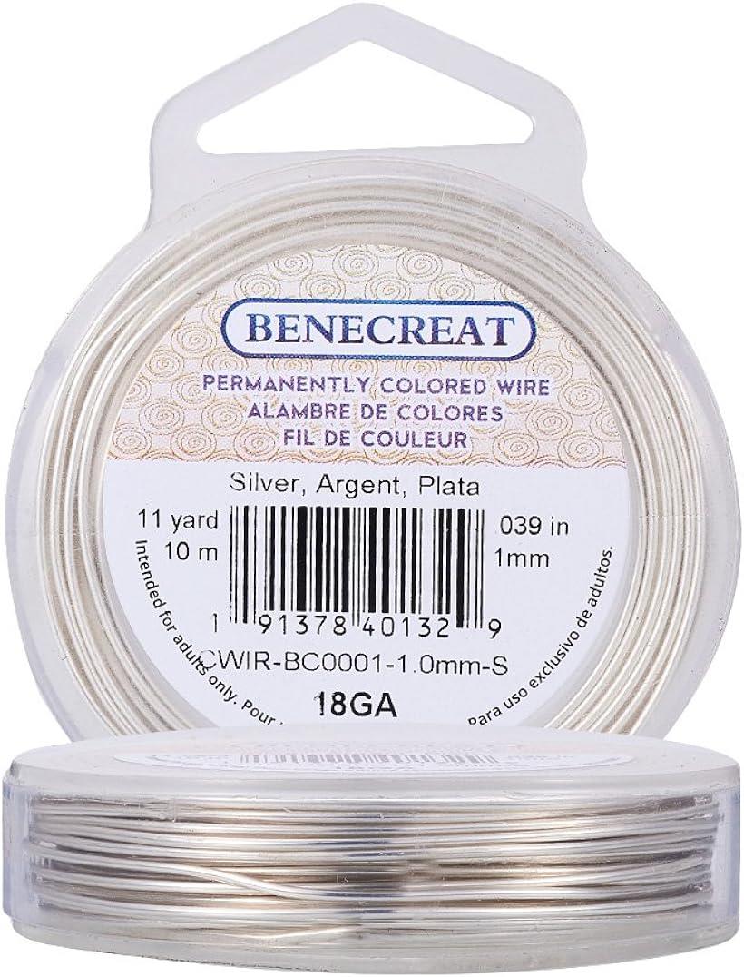 10m/巻き 線径1mmアクセサリーワイヤー アートワイヤー 豪奢な光沢感 変色防止カッパーワイヤー クラフト銅線 ジュエリー作り シルバー (シルバー, 1mm)