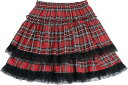 フリフリ ウエストゴム スカート フリーサイズ TOKYO GOODS MARKET (B/赤白黒チェック, フリーサイズ)