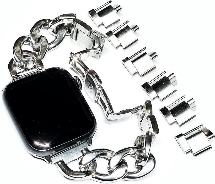 Royce Roland Apple Watch アップルウォッチ チェーンベルト コマ調整器不要 バタフライバックル ステンレス