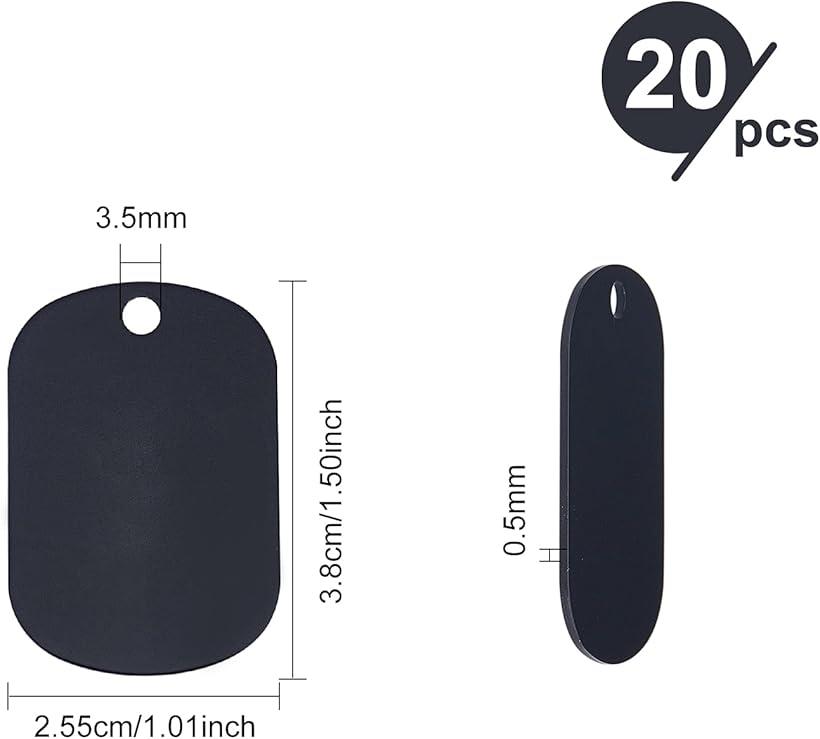 【楽天ランキング1位入賞】30枚22.5x38mm アルミ札 黒色 盾型 ネームタグ トラベル...