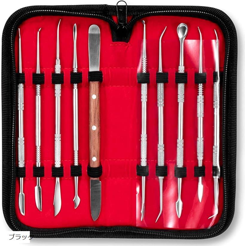 パテ 粘土 造形 ツールセット モールディング クラフト 工具 ステンレス製 10本セット(ブラック)