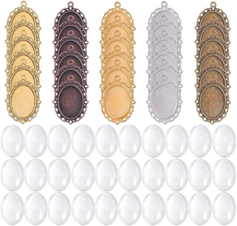 約30セット 合金 ミール皿 5色 詰め合わせ レジン 台座 カン付き チャーム ペンダント (5色（約30セット）)