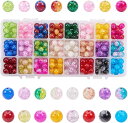 約360個/箱 24色 ガラスビーズ ラウンドビーズ 直径10mm クラックビーズ