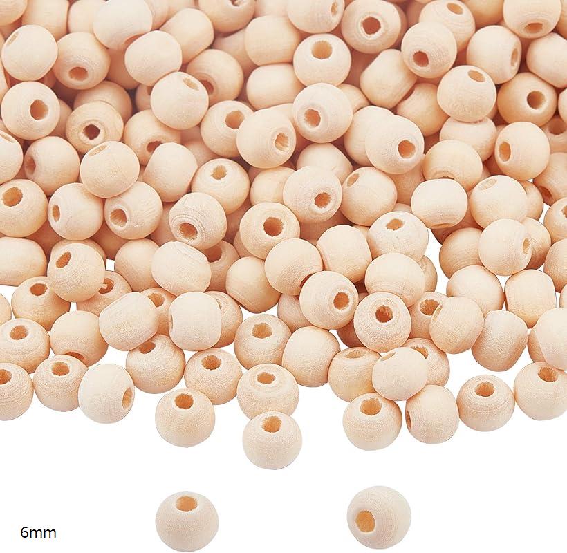 PandaHall 木製ビーズ 約5000個 無地 ウッドビーズ 丸い スペーサービーズ 穴2～3mm(6mm)