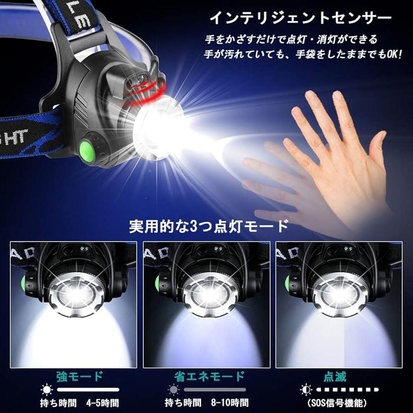 LED ヘッドライト 充電式 3モード点灯 電池残量ランプ搭載 防災特化型 防水仕様 リチウムイオン電池2本付き JPHLー01 MDM(6)通販格安セール情報 楽天 通販