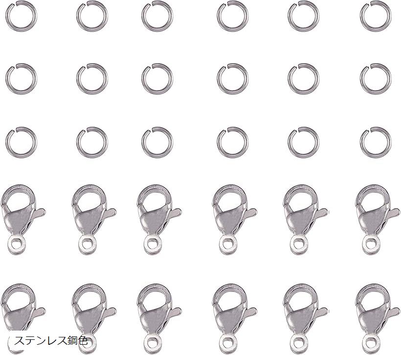 約180点/箱 304ステンレス マルカン ジャンプリング 丸環 カニカン 留め具 (ステンレス鋼色)