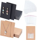 100ピース 2色 イヤリング ネックレス ディスプレイ カード アクセサリー台紙 ヘッダー袋付き 100個粘着ポーチポケット(混合色)