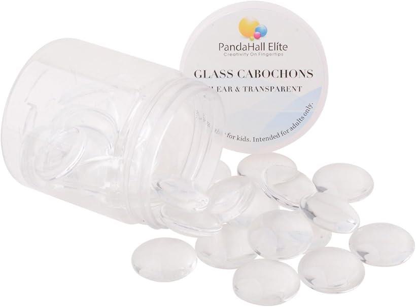 クリア ガラス カボション ラウンド ビーズ クリスタル 拡大レンズ効果 DIY ジュエリー用 20mm 35個/box (透明, 20mm35個)