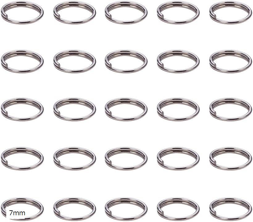 PandaHall マルカン ステンレス 二重 丸カン リング 金具 アクセサリーパーツ ジュエリー用 DIY用 クラフト用品 ハンドメイド (7mm)